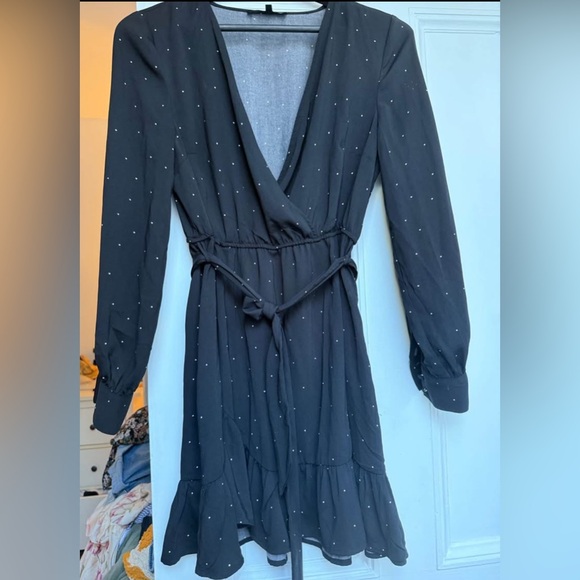 Dynamite Black Long Sleeve Wrap Dress - Picture 1 of 3
